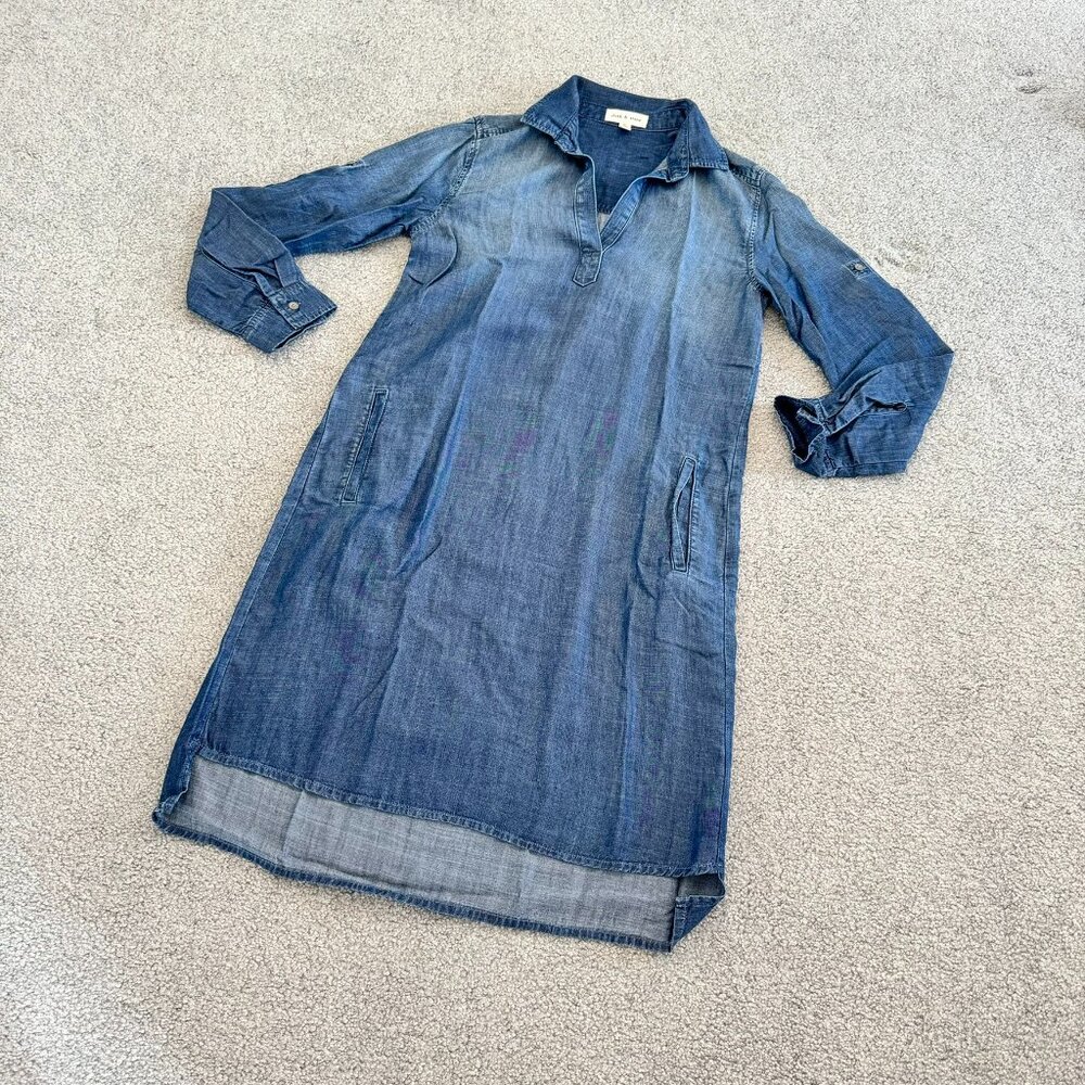 - Cloth & Stone Chambray Shift Dress Long Sleeve Soft Flowy NWOT XS  - H2162